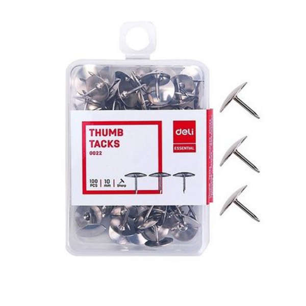 Deli Essential 500 Silver Thumb Tacks Drawing Pins - 0022