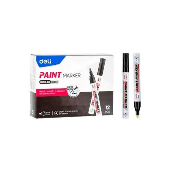 Deli Black Paint Marker - Set Of 12 - U500-BK