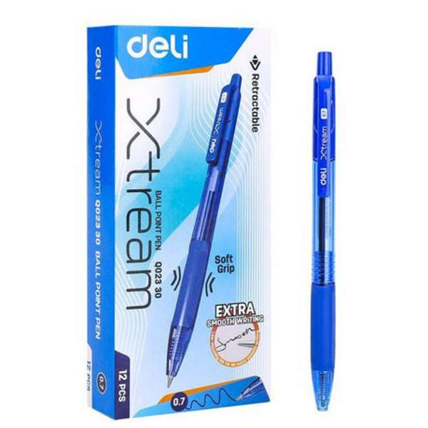 Deli Xtream Pack of 12 Ballpoint Blue Pen - Q02330