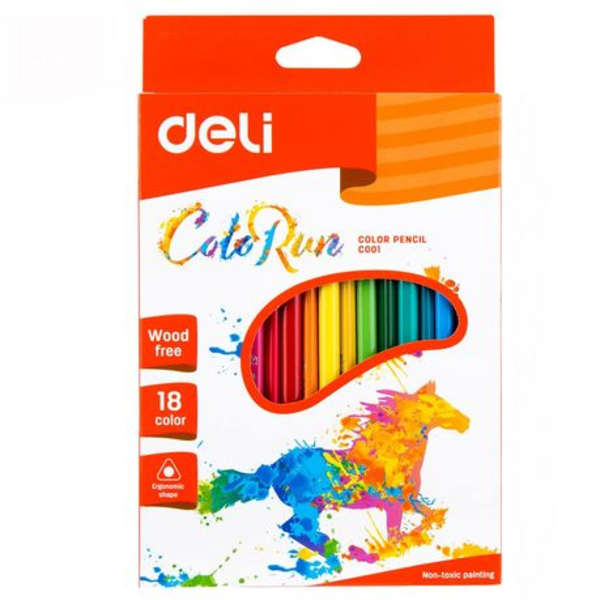 Deli Colorun Ergnomic Wood Free Set of 18 Colouring Pencils - C00110