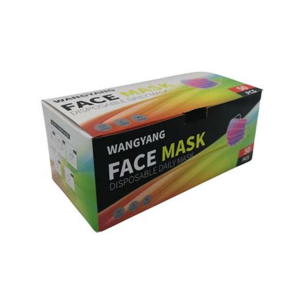 Face Mask - 3Ply Adults Disposable Flower Mask - Yellow & Pink (50)