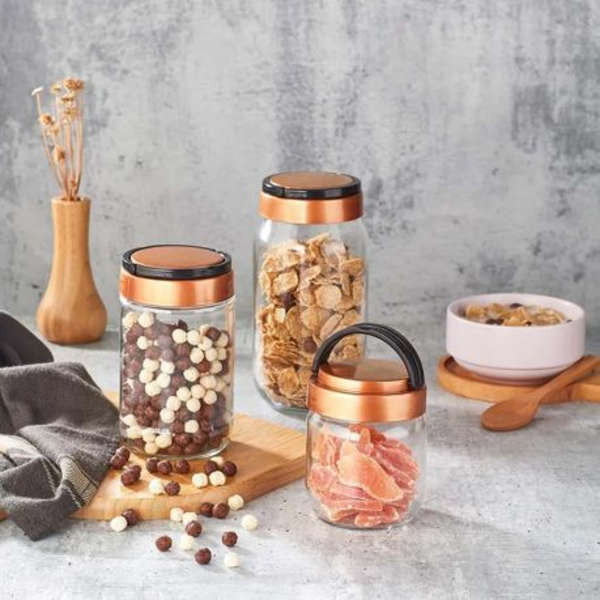 Hane 3 Piece Multi Sized Glass Storage Containers - HN -1359