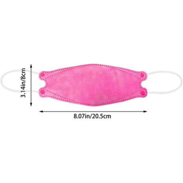 KF94 Fish Type 4Ply Disposable Protective Masks - Hot Cerise Pink - 10