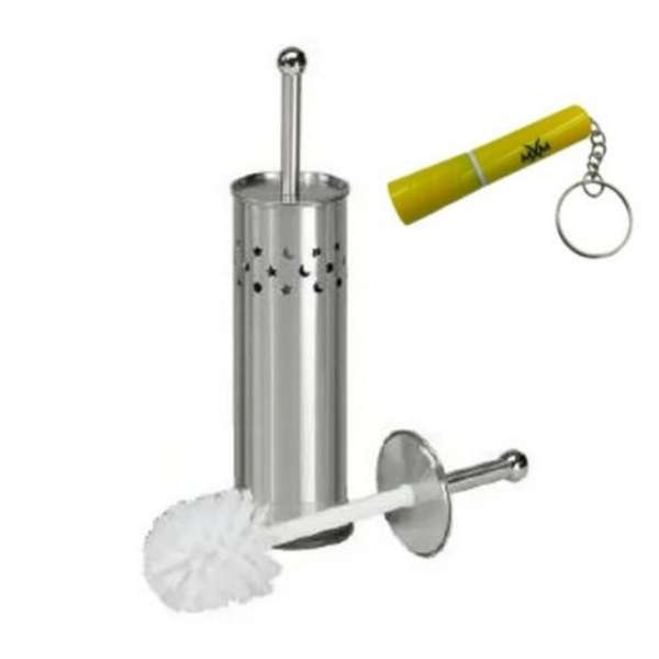 Toilet Brush With Holder and MXM Flashlight Keyring - Moon and Stars Design