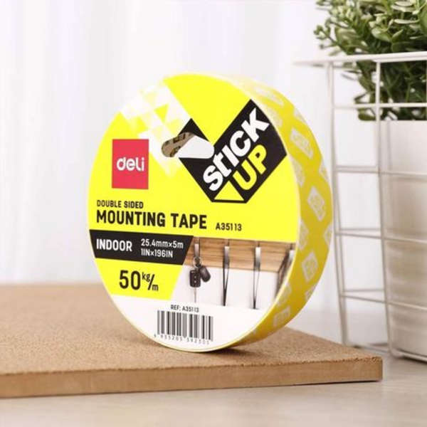 Deli Double Sided Foam Mounting Tape - 25.4mm x 5m - A35113
