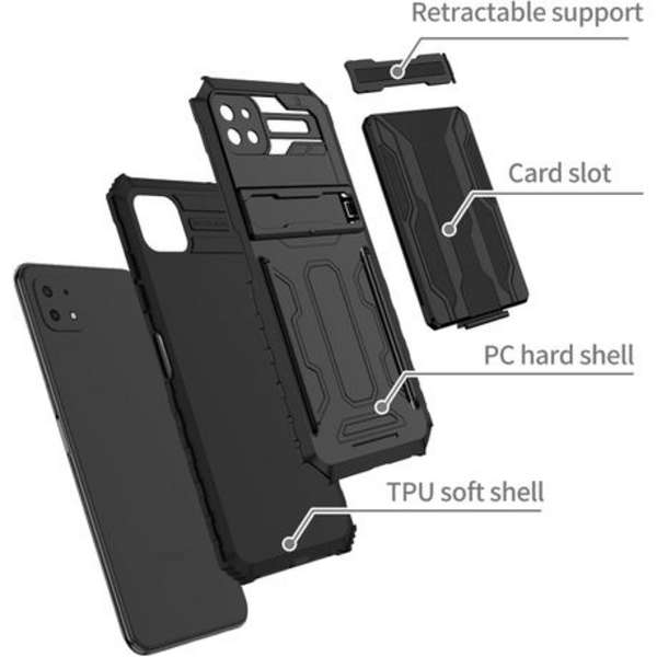 MXM Armour Card Holder &amp; Detachable Kickstand Case for Samsung A22 4G - Black