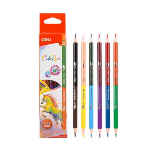 Deli 6 Pack Dual Sided Color Pencils - C00500