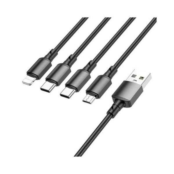Borofone 4-In-1 Micro+Lightning+2 x Type-C Fast Charging Cable - BX72