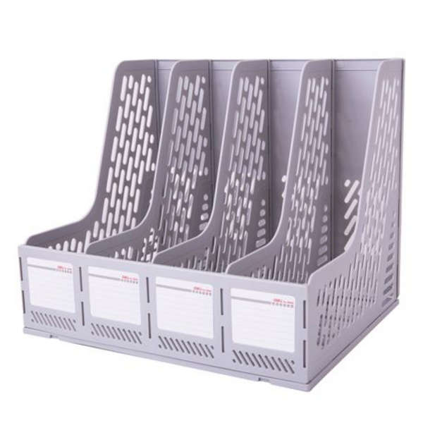 Deli 4 Slot Magazine File Holder - 9846 - Grey