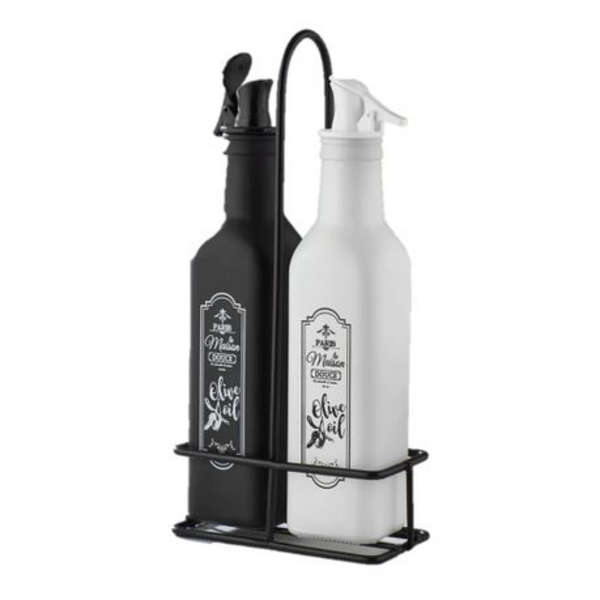 Hane - Paris 250ml Oil And Vinegar Bottle Dispenser With Metal Rack
