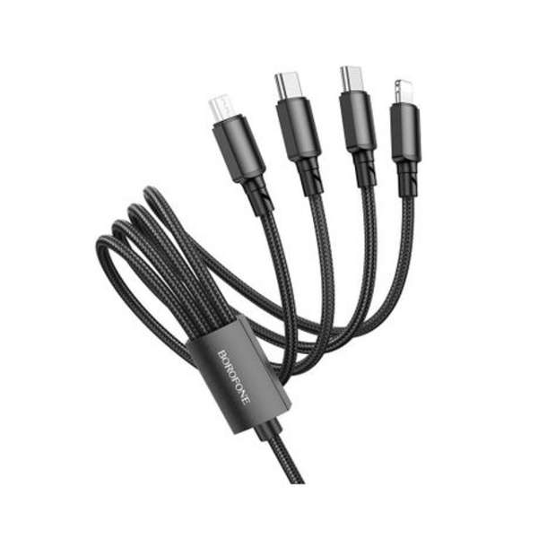 Borofone 4-In-1 Micro+Lightning+2 x Type-C Fast Charging Cable - BX72