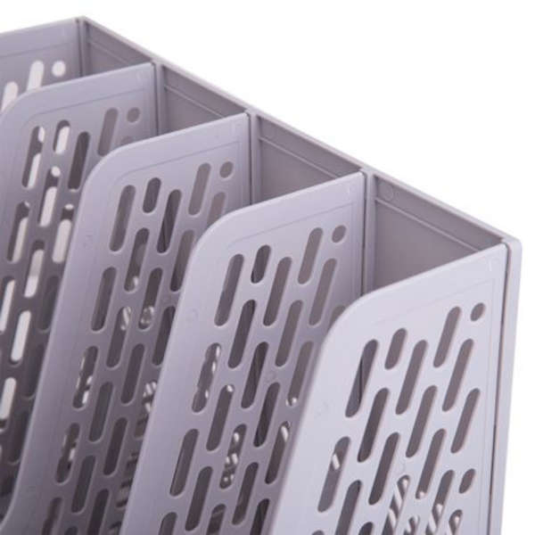 Deli 4 Slot Magazine File Holder - 9846 - Grey