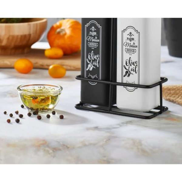 Hane - Paris 250ml Oil And Vinegar Bottle Dispenser With Metal Rack