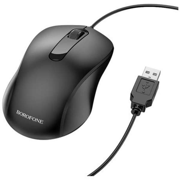 Borofone Sensitive Business Wired Mouse With MXM Keyring Flashlight - BG4