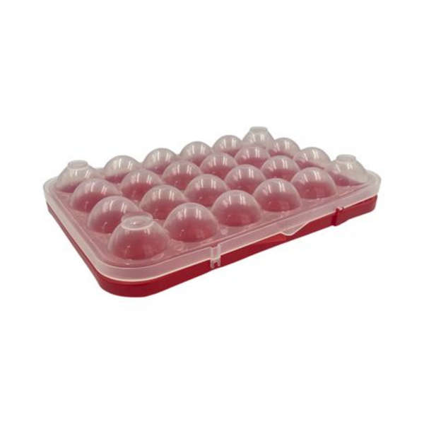 MXM - 24 Egg Storage Container Stackable Stackable with Flip Top Lid - Red