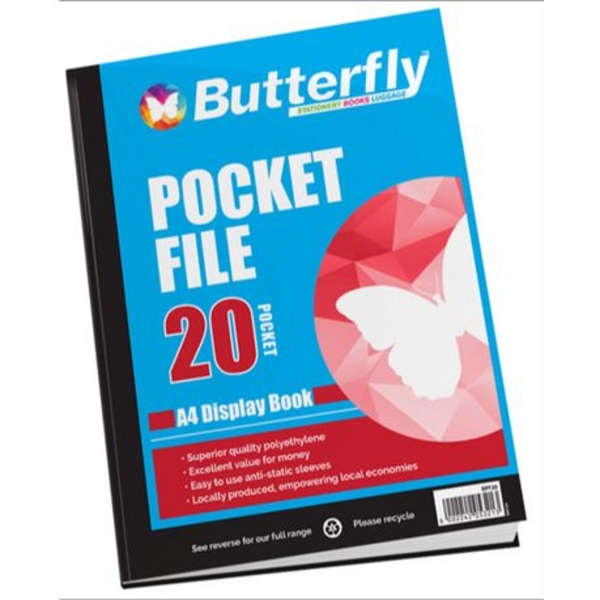 Butterfly 20 Pocket A4 Pocket File