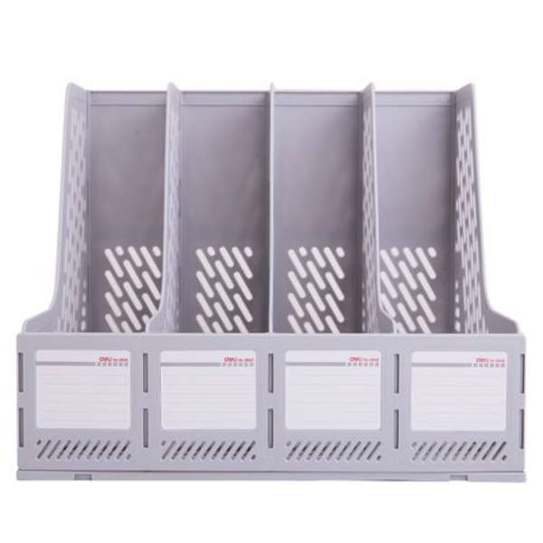 Deli 4 Slot Magazine File Holder - 9846 - Grey