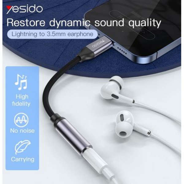 Yesido 12cm 3.5mm Headphone and Aux Adapter Cable to Lightning - YAU21