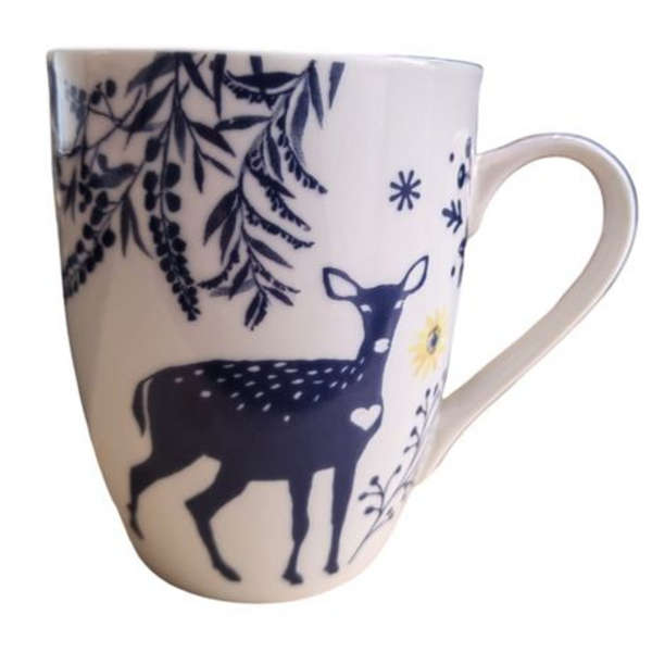 MXM Ceramic Coffee Mug With Blue Flower Design Print - Singles