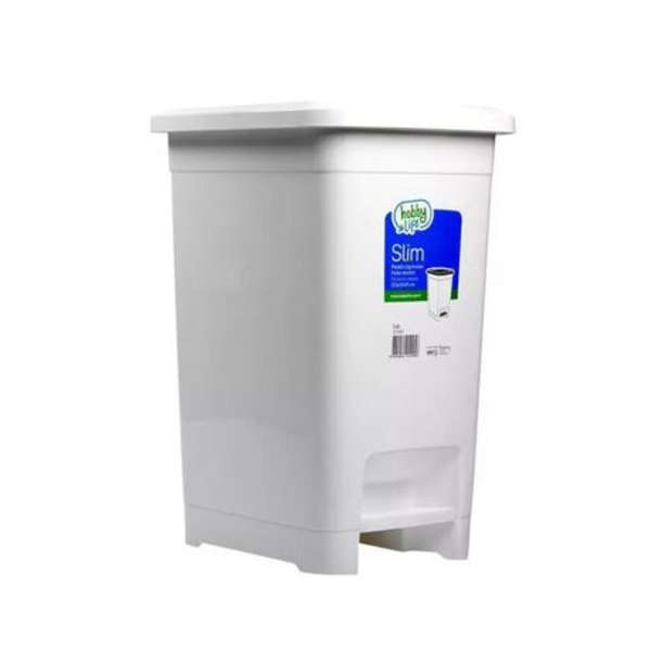 Hobby Life 10L Slim Pedal Dustbin With Handles - White - 011140