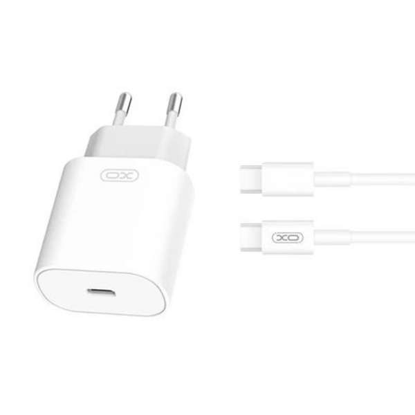 XO 25W EU Type-C Fast Charging Adapter and USB Type-C To Type-C Cable - XO-L91