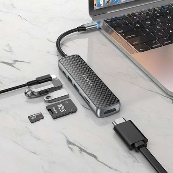 Hoco 6 In 1 Multifunction USB-C 60W Adapter - HB24