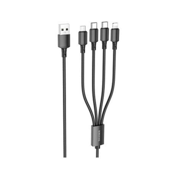 Borofone 4-In-1 Micro+Lightning+2 x Type-C Fast Charging Cable - BX72