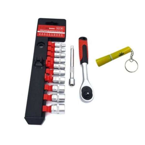 Chrome Vanadium 12 piece Socket Tool Set With MXM Keyring