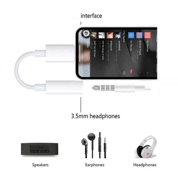 3.5mm Aux Headphone Jack to Lightning Adapter For Apple Devices