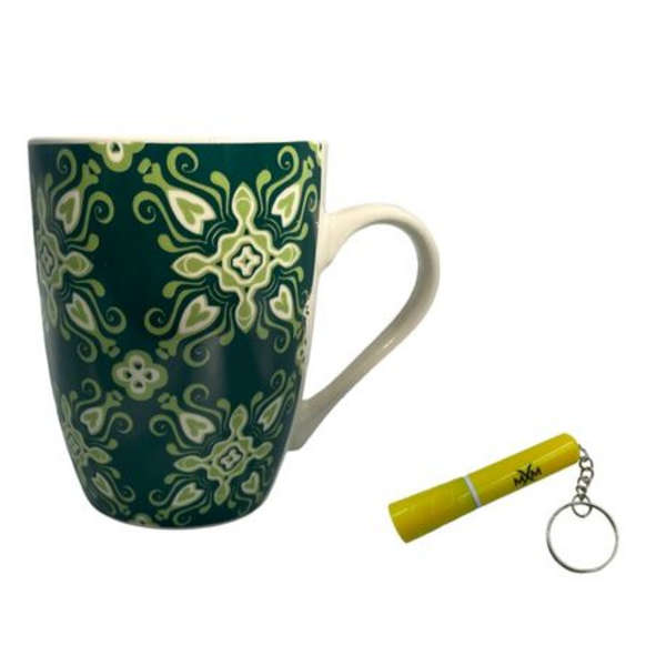 MXM Ceramic Coffee Mug With Green Flower Design Print &amp; MXM Torch - Singles