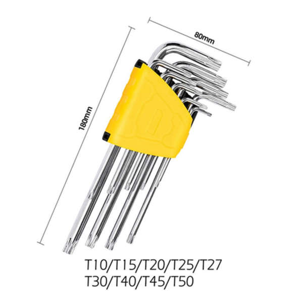 Deli 9-Piece Long Type Medium Hole Flower-Shaped Hex Keys - DL-3091