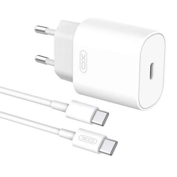 XO 25W EU Type-C Fast Charging Adapter and USB Type-C To Type-C Cable - XO-L91