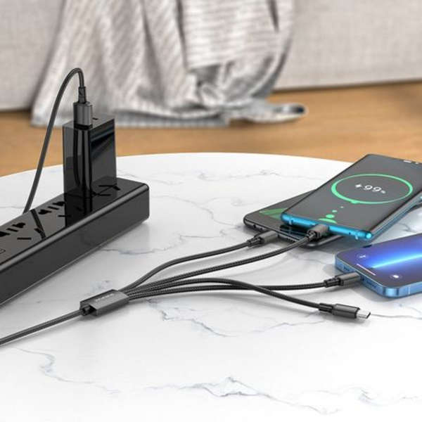 Borofone 4-In-1 Micro+Lightning+2 x Type-C Fast Charging Cable - BX72