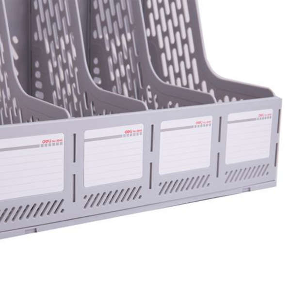 Deli 4 Slot Magazine File Holder - 9846 - Grey