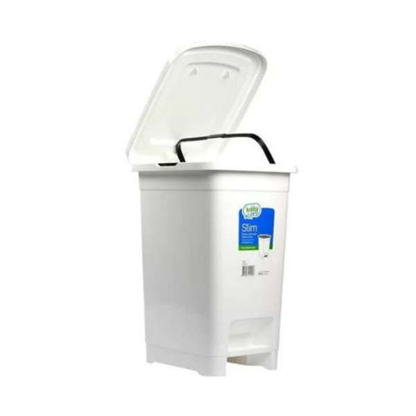 Hobby Life 10L Slim Pedal Dustbin With Handles - White - 011140