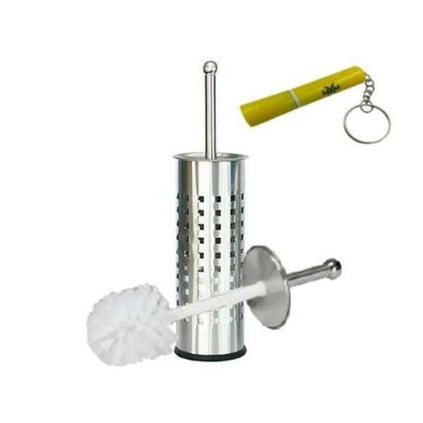 Toilet Brush With Holder and MXM Flashlight Keyring - Square Holes Design