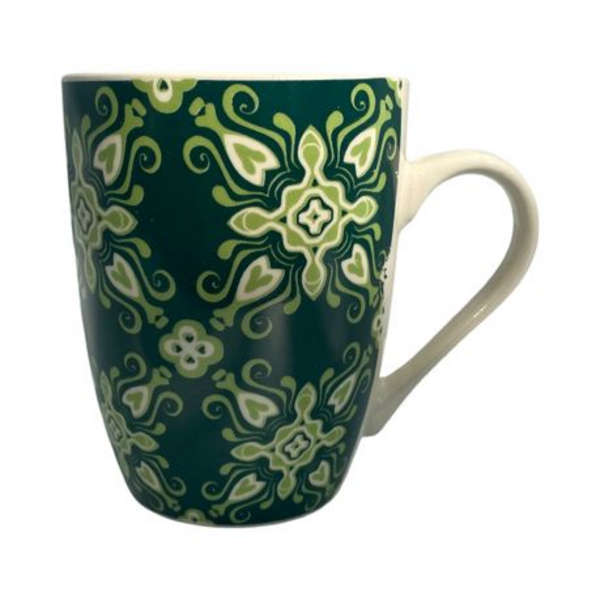 MXM Ceramic Coffee Mug With Green Flower Design Print &amp; MXM Torch - 2 Pack