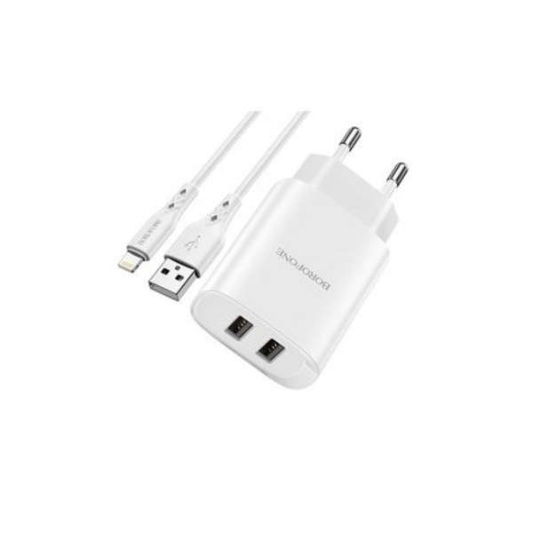 Borofone Dual Port Quick Charging Set For Lightning - BN2