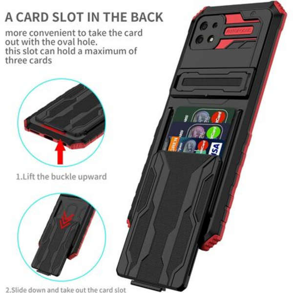 MXM Armour Case With Card Holder &amp; Detachable Kickstand - Galaxy A22 4G - Red