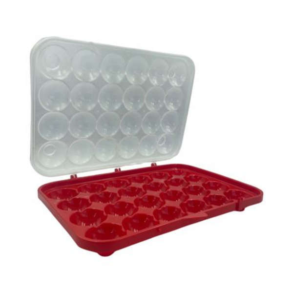 MXM - 24 Egg Storage Container Stackable Stackable with Flip Top Lid - Red