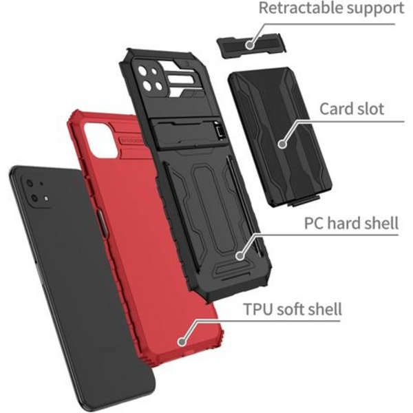 MXM Armour Case With Card Holder &amp; Detachable Kickstand - Galaxy A22 4G - Red