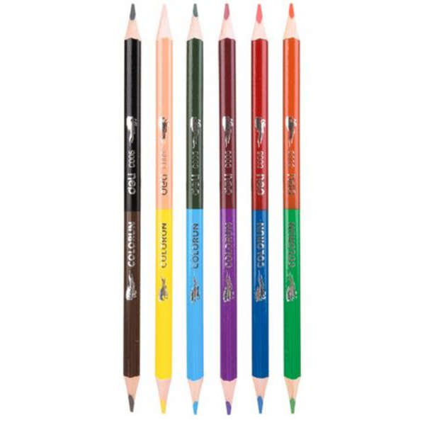Deli 6 Pack Dual Sided Color Pencils - C00500