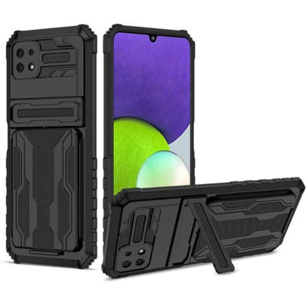 MXM Armour Card Holder &amp; Detachable Kickstand Case for Samsung A22 4G - Black