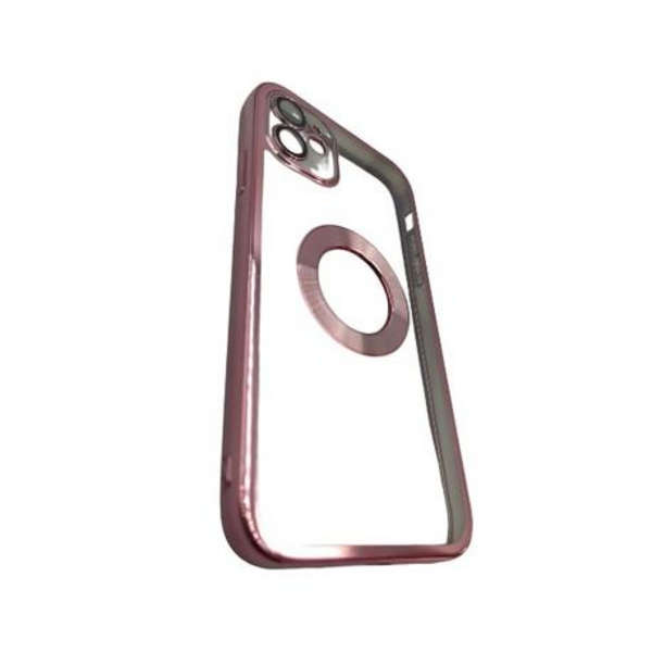MXM Clear Antiburst Rubber Case With Color Outline For Apple Iphone 12 - Pink