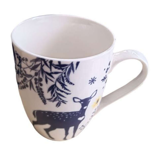 MXM Ceramic Coffee Mug With Blue Flower Design Print - Singles
