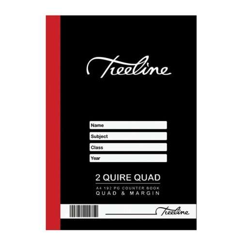 Treeline A4 192 Page 2 Quire Quad and Margin Hard Cover Book