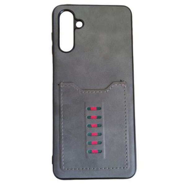 MXM Fashion Case with Card Holder &amp; Leather Back Design for Galaxy A04s - Grey