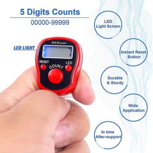 MXM Tasbih Finger Counter With Big Digit LED Light Screen