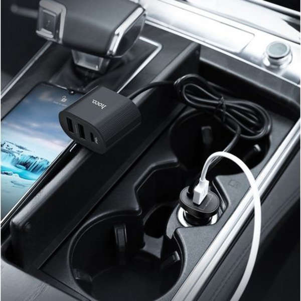 Hoco 3 USB With Type-C Output Car Charger - 48W - Z35