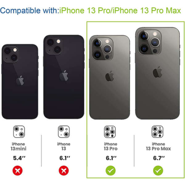 iPhone 13 Pro Metal Ring Camera Lens Tempered Glass Protector - Black